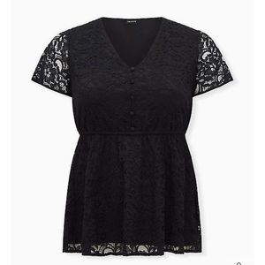 Black Lace Peplum Top